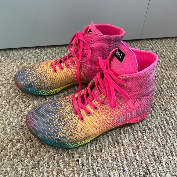 NOBULL High Top Neon Pink GLITCH Trainers